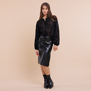 Jupe Amana en simili Black et Bordeaux