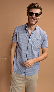 Chemise manche courte Lamethe indigo
