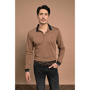 Polo manches longues Gavrochlong Tabac