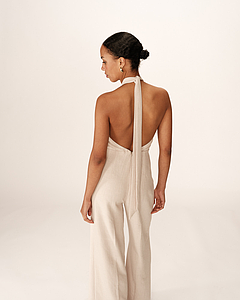 Combinaison pantalon dos nu  Philomene beige