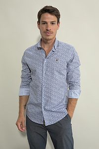Chemise manches longues Lagan blanc marine