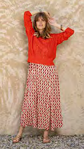 Pull en maille ajouré PU622S25 poppy