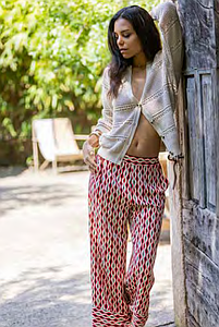 Pantalon fluide imprimé PA070S25 wax poppy