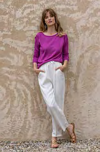 Pantalon fluide pailleté PA180S25 off white