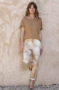 Top pailleté TP340S25 camel et minuit