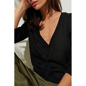 Gilet pailleté Lucyna noir et perle