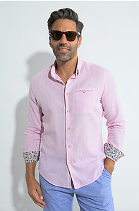 Chemise Lemar manche longue rose